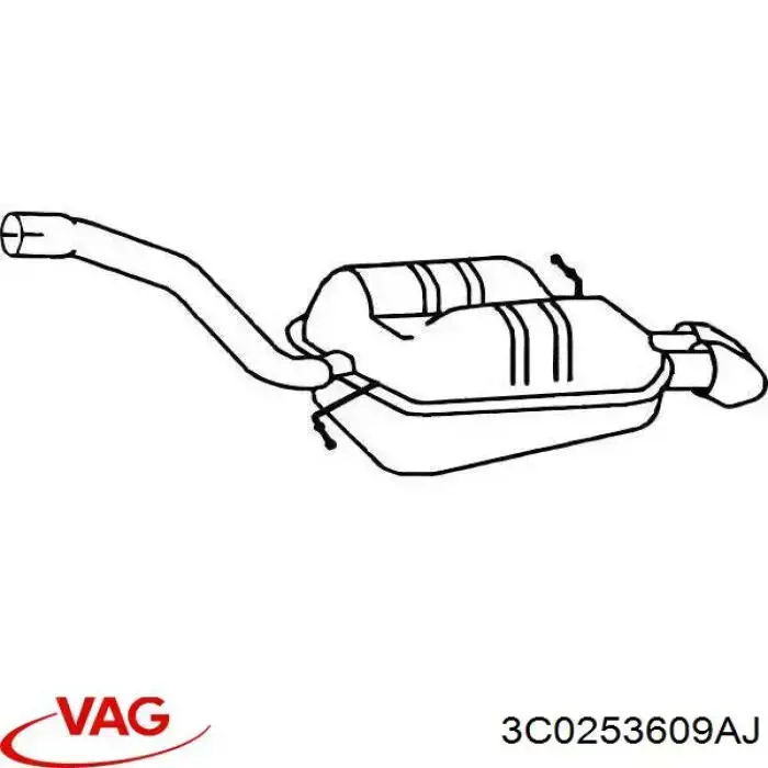Tłumik, tylna część VAG 3C0253609AJ cena, od 117,68 USD