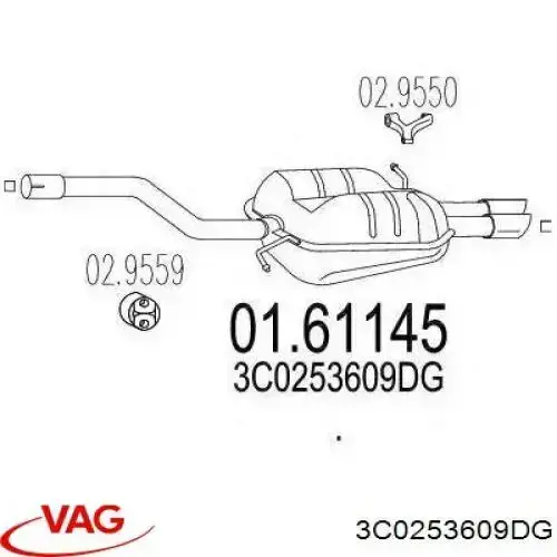 Tłumik, tylna część VAG 3C0253609DG cena, od 221,32 USD