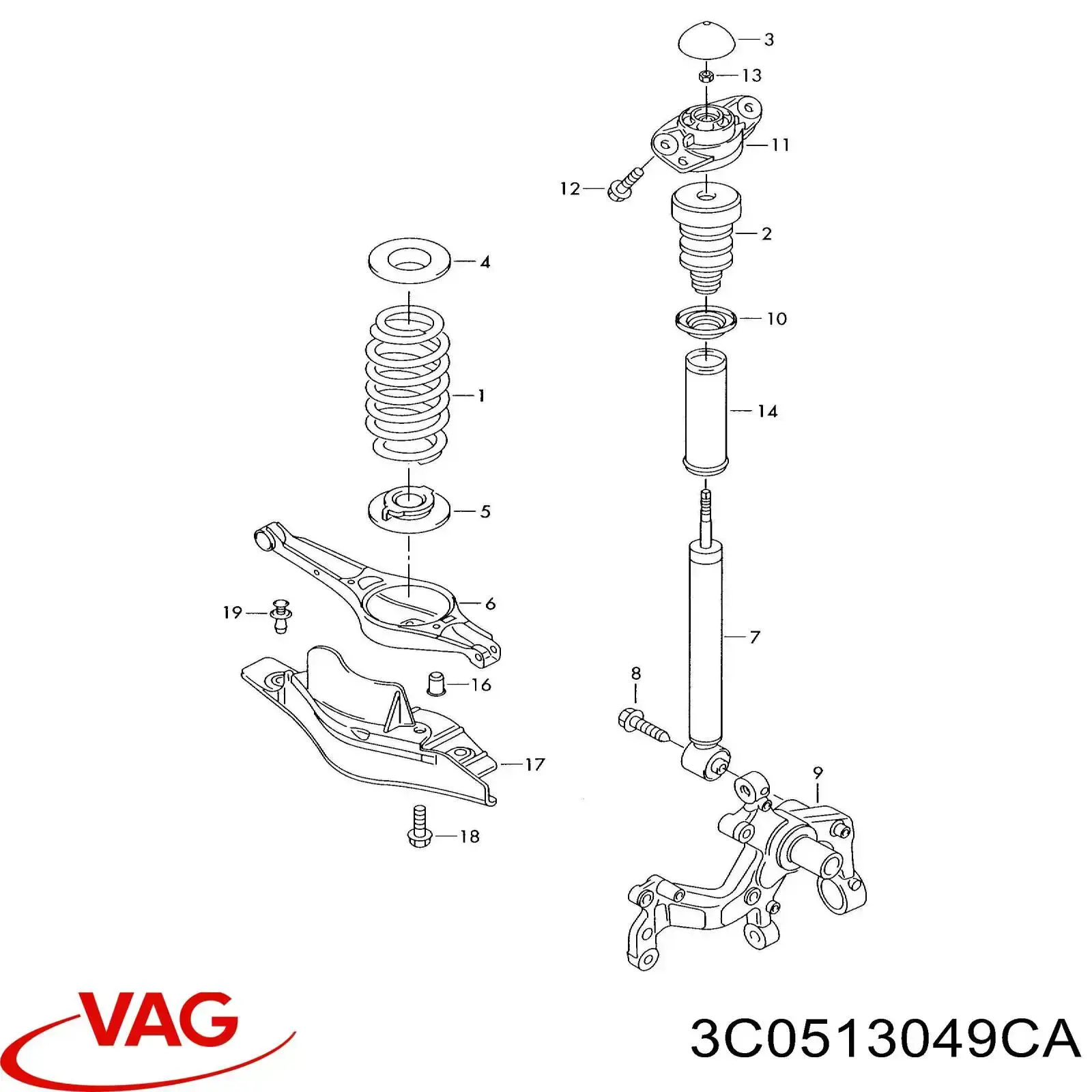 Do koszyka 3C0513049CA VAG Amortyzator tylny