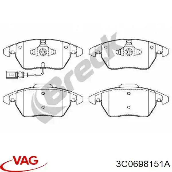 Do koszyka 3C0698151A VAG Klocki hamulcowe przednie tarczowe