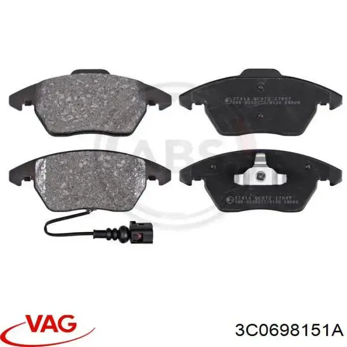 3C0698151A VAG Klocki hamulcowe przednie tarczowe