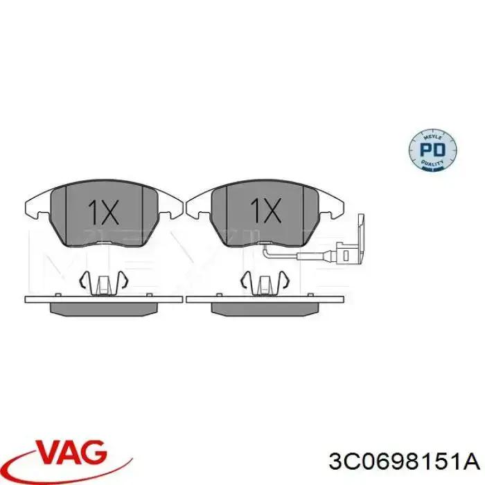 Do koszyka 3C0698151A VAG Klocki hamulcowe przednie tarczowe