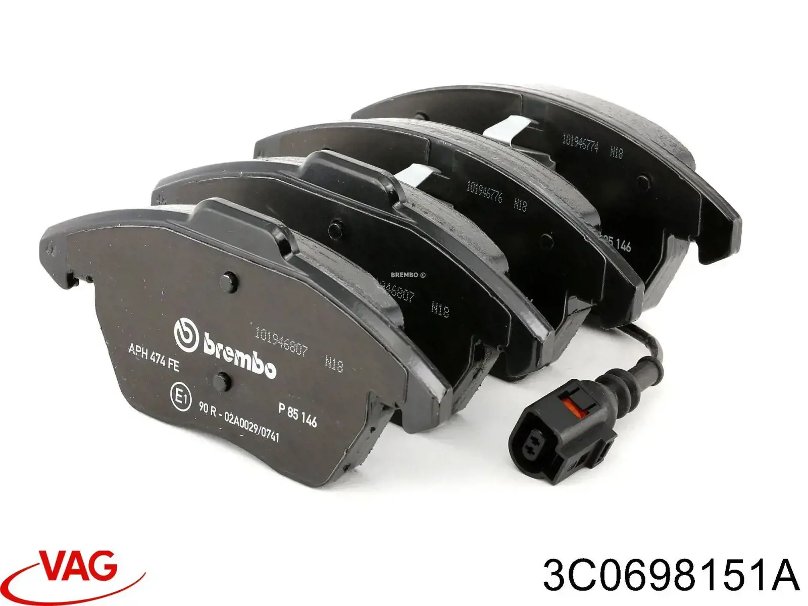 Klocki hamulcowe przednie tarczowe VAG 3C0698151A cena, od 53,84 USD