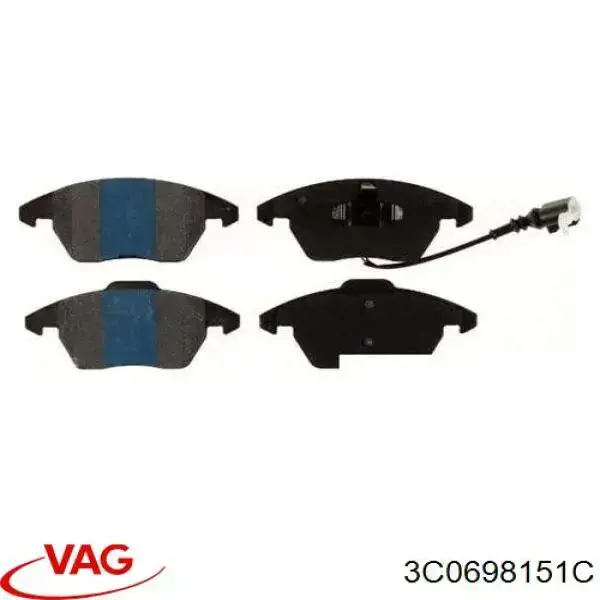 Klocki hamulcowe przednie tarczowe 3C0698151C VAG