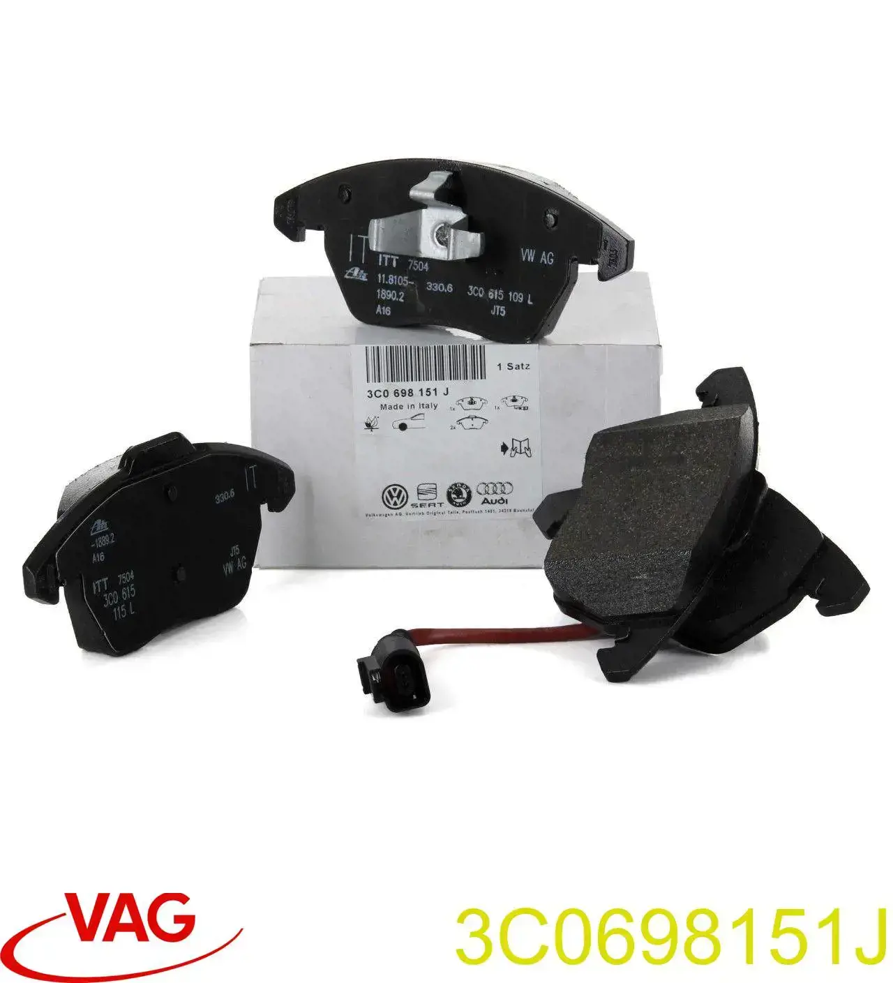 3C0698151J VAG Klocki hamulcowe przednie tarczowe