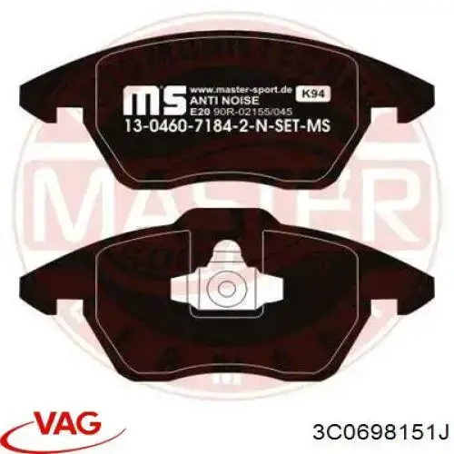 Do koszyka 3C0698151J VAG Klocki hamulcowe przednie tarczowe