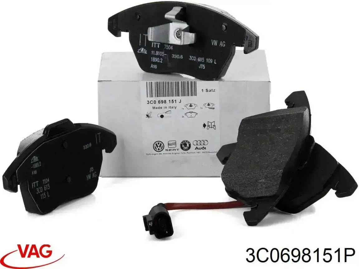 Klocki hamulcowe przednie tarczowe VAG 3C0698151P cena, od 31,23 USD