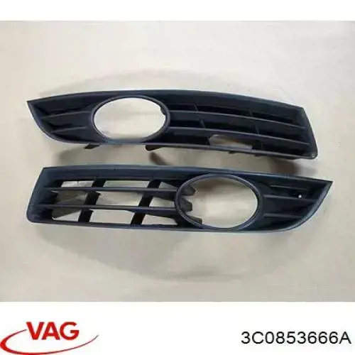 Zaślepka (kratka) lamp przeciwmgielnych zderzaka przedniego prawa VAG 3C0853666A cena, od 47,69 USD