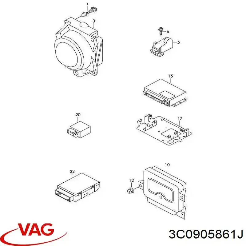 3C0905861J VAG Elektroniczny moduł kolumny kierowniczej