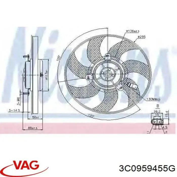 Wentylator elektryczny układu chłodzenia, kompletny (silnik+wirnik) prawy VAG 3C0959455G cena, od 48,90 USD