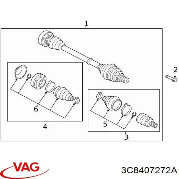 3C8407272A VAG Półoś napędowa przednia prawa