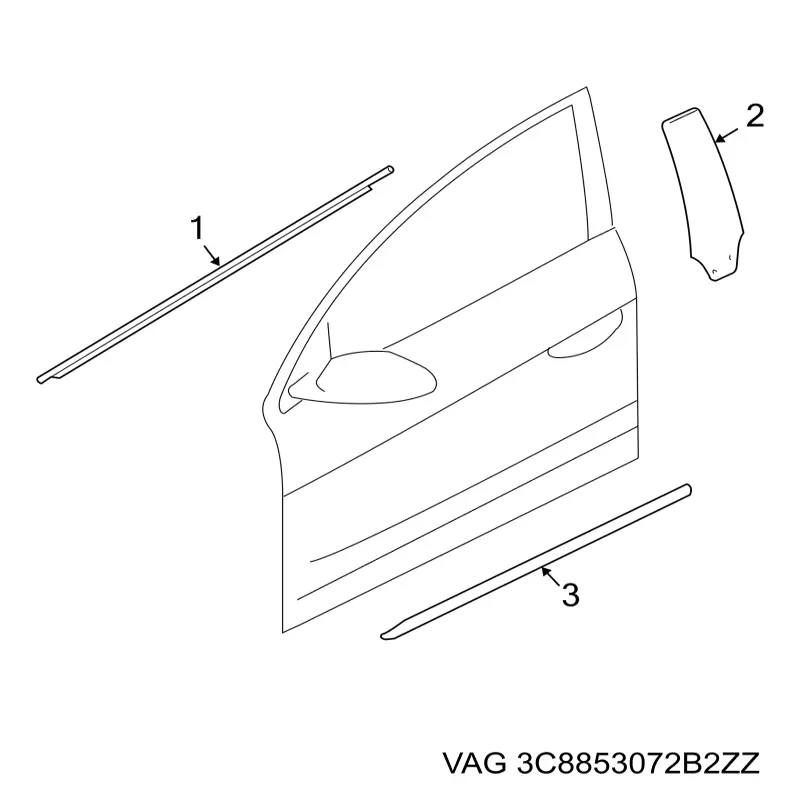 3C88530722ZZ VAG listwa ochronna drzwi przednich prawych