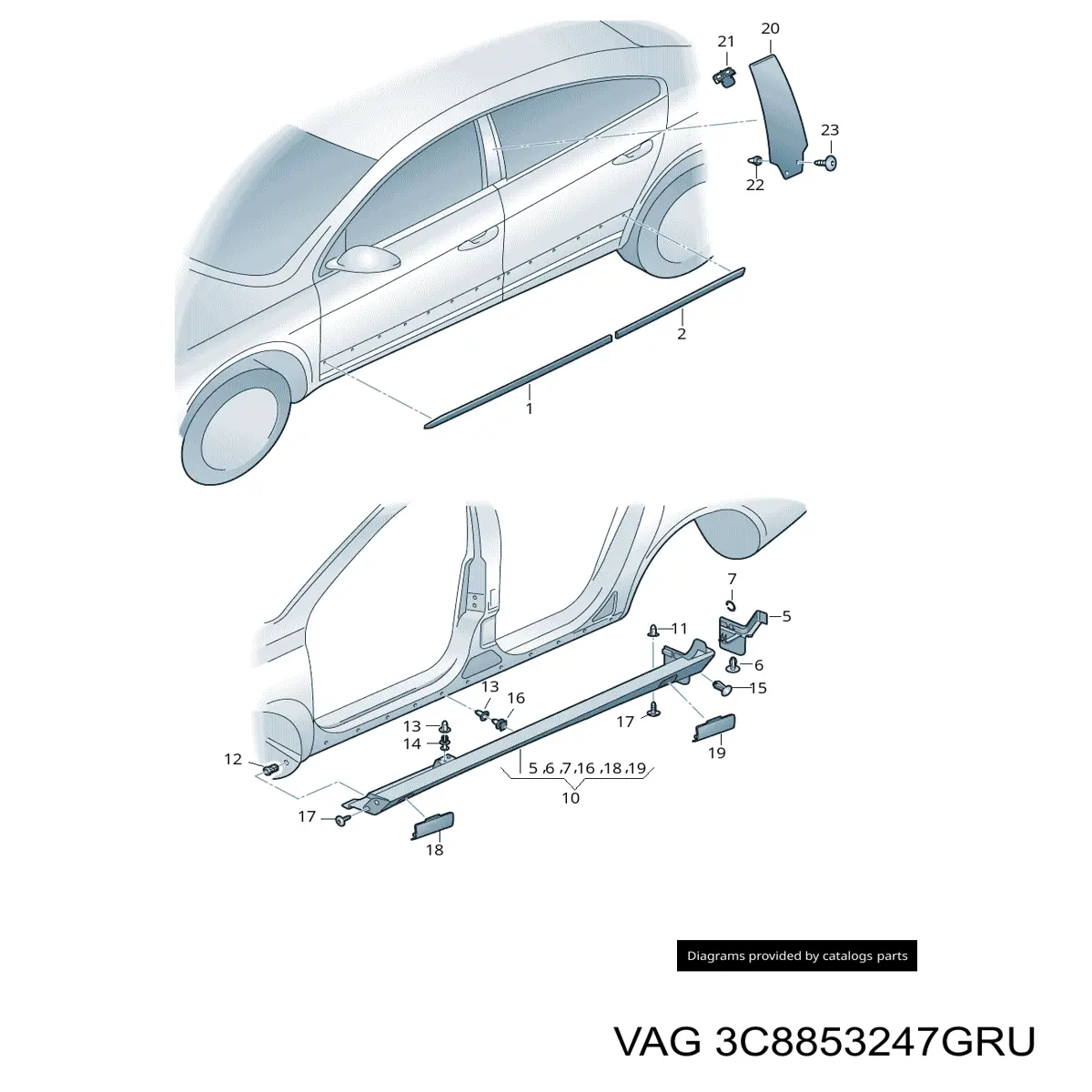 Zaślepka otworu pod podnośnik (zaślepka progu) Volkswagen Passat CC (358)