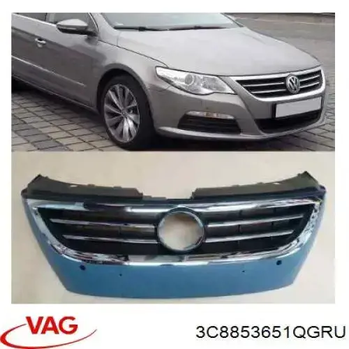 Atrapa chłodnicy VAG 3C8853651QGRU cena, od 116,92 USD