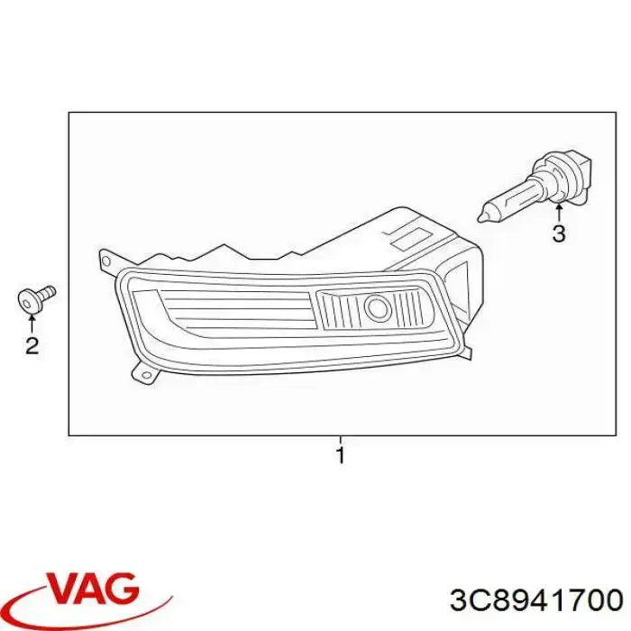 Lampa przeciwmgielna prawa VAG 3C8941700 cena, od 50,06 USD