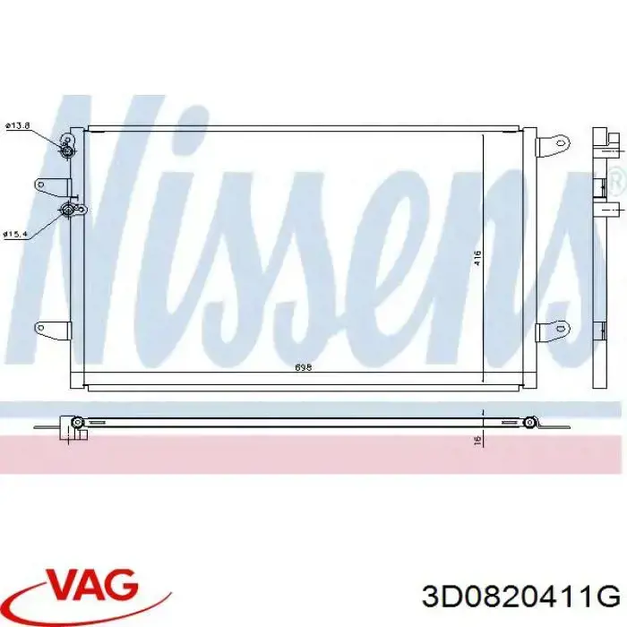 Chłodnica klimatyzacji VAG 3D0820411G cena, od 129,08 USD
