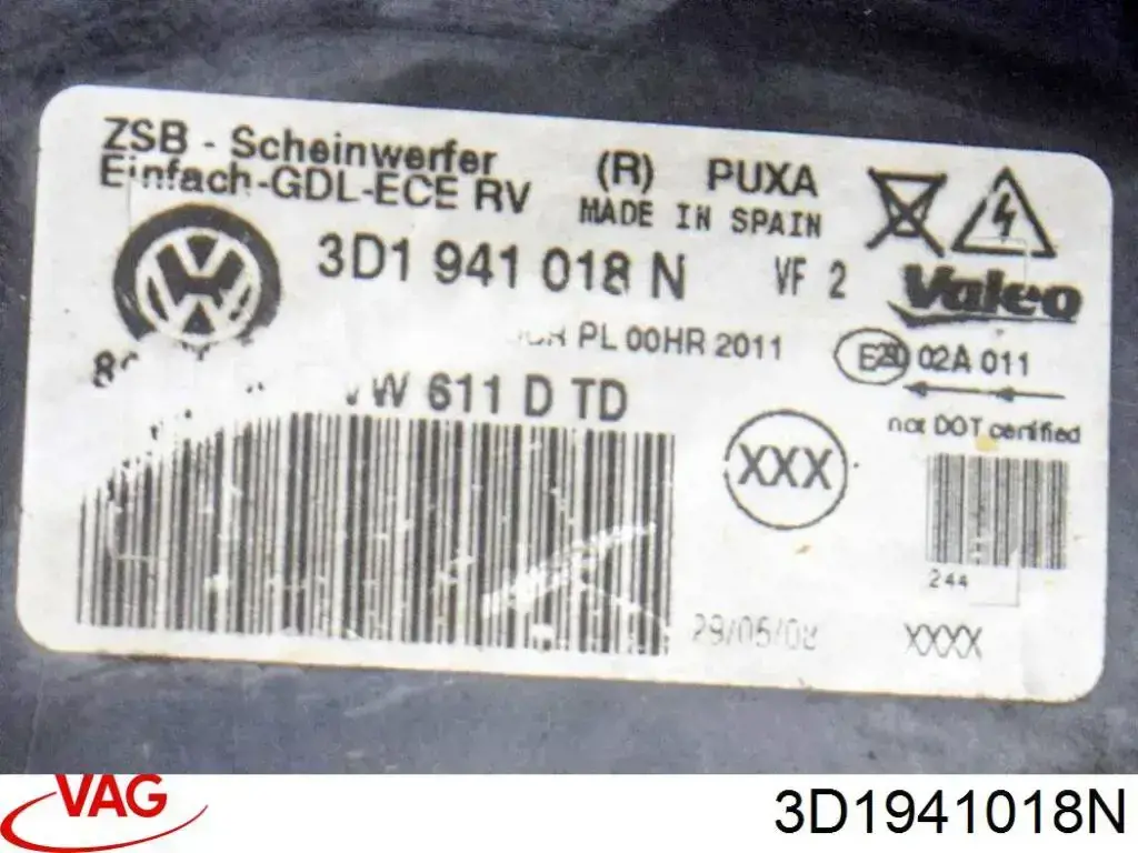 Reflektor prawy Volkswagen Phaeton I sedana (3D1, 3D2, 3D3, 3D4, 3D6, 3D7, 3D8, 3D9) (2002 - 2016) cena, od 314,77 USD