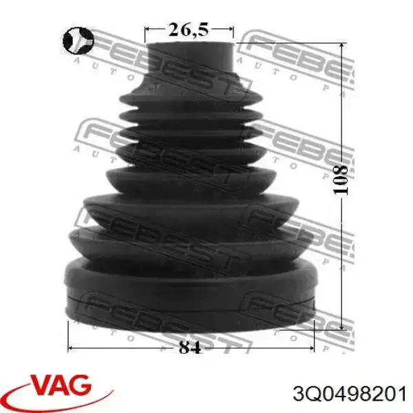 Osłona przegubu homokinetycznego półosi przedniej wewnętrzna 3Q0498201 VAG