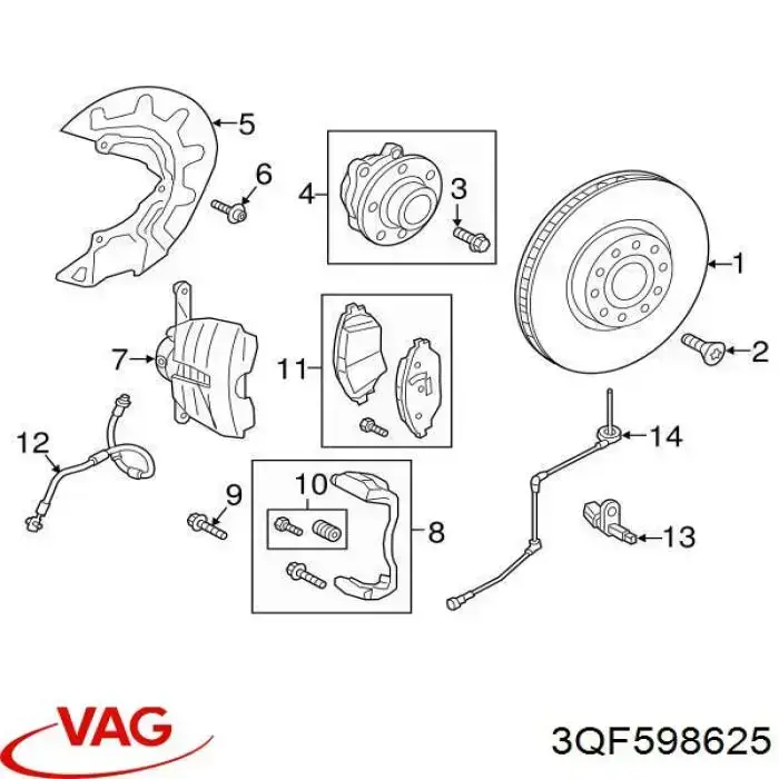 3QF598625 VAG Piasta tylna