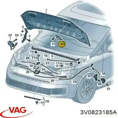 3V0823185A VAG Wkładka zamka pokrywy silnika