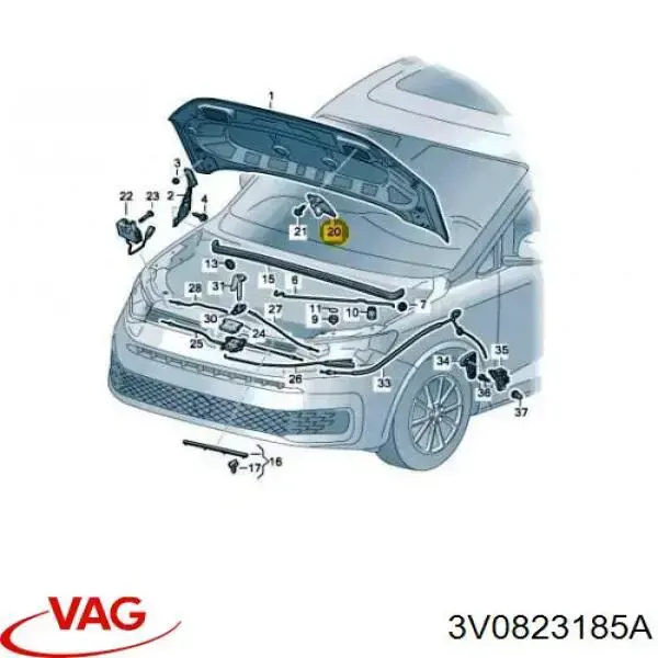 Wkładka zamka pokrywy silnika VAG 3V0823185A cena, od 37,12 USD