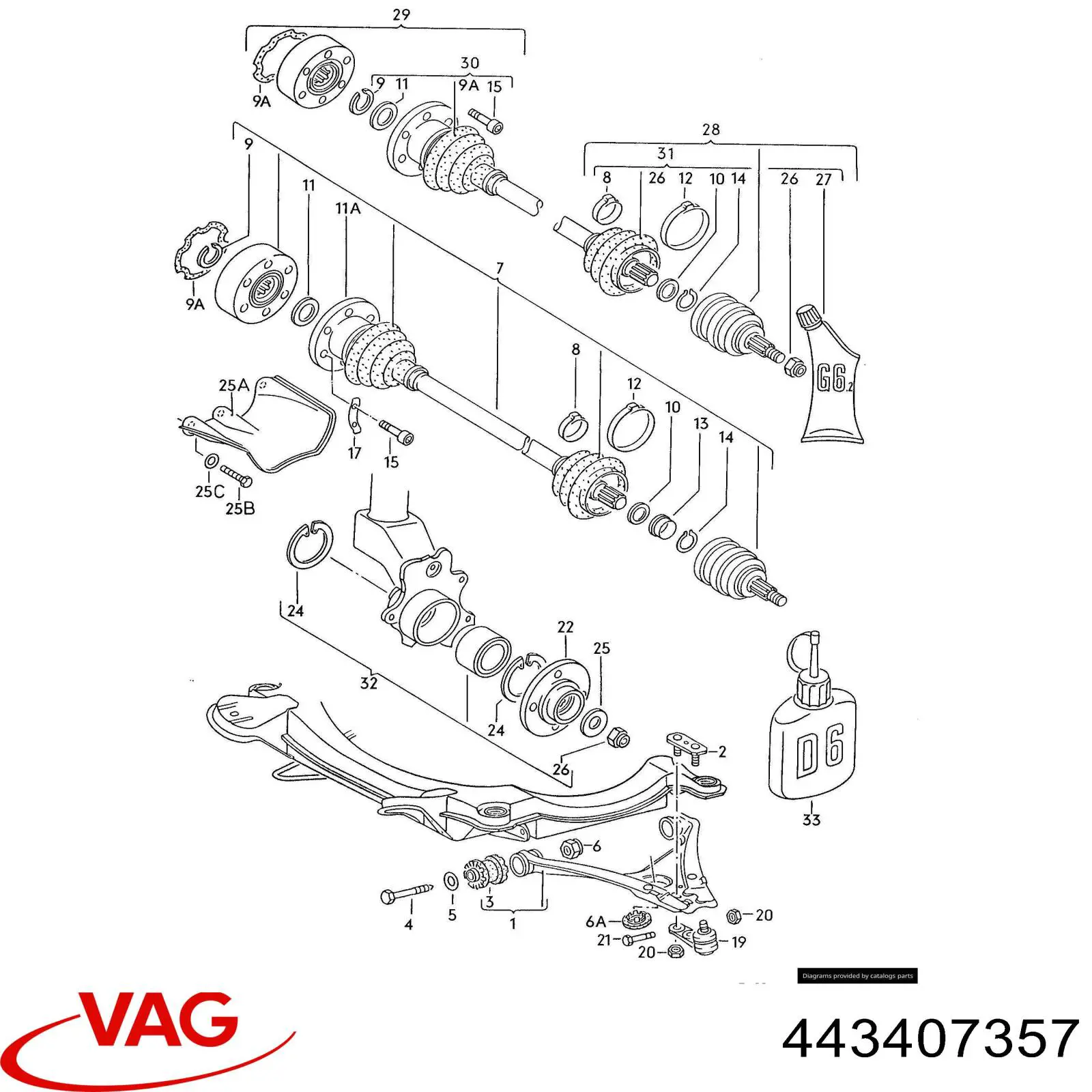 Przegub homokinetyczny przedni wewnętrzny VAG 443407357 cena, od 4,01 USD