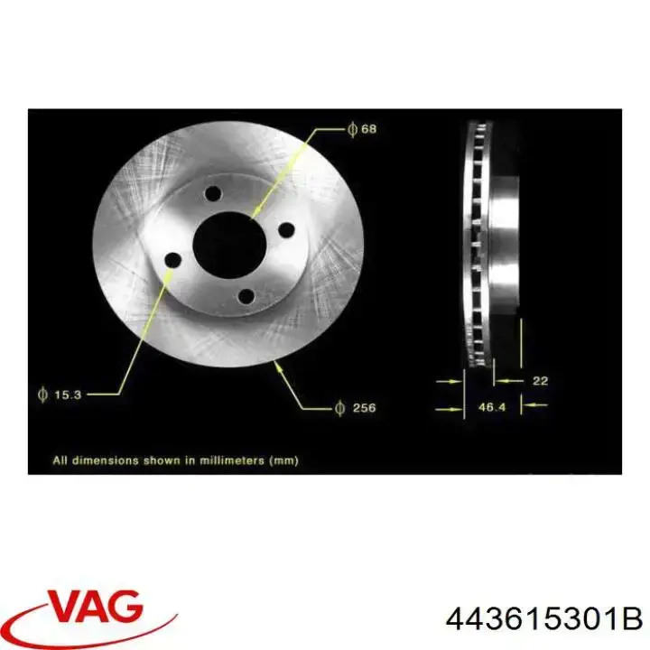Tarcza hamulcowa przednia 443615301B VAG