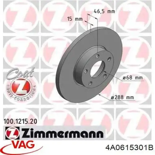 Tarcza hamulcowa przednia VAG 4A0615301B cena, od 52,36 USD
