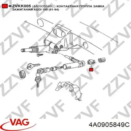 Kostka stacyjki zapłonowej VAG 4A0905849A cena, od 102,18 USD