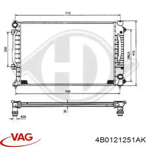 Chłodnica silnika 4B0121251AK VAG