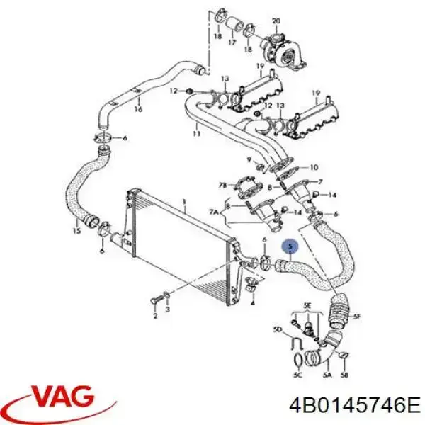 Przewód (króciec) intercoolera VAG 4B0145746E cena, od 51,43 USD