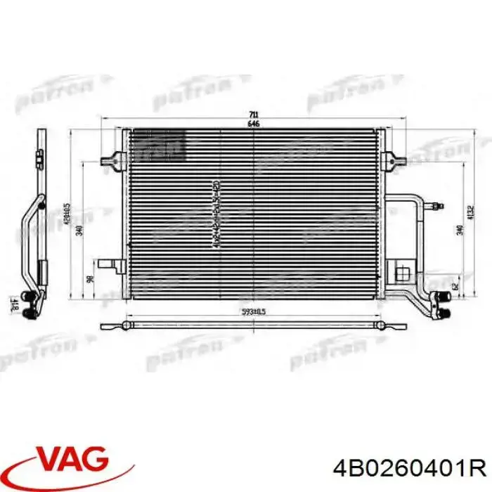 Chłodnica klimatyzacji VAG 4B0260401R cena, od 88,53 USD
