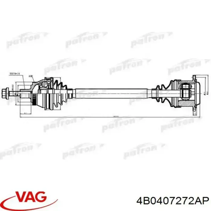 Półoś napędowa przednia prawa VAG 4B0407272AP cena, od 110,67 USD