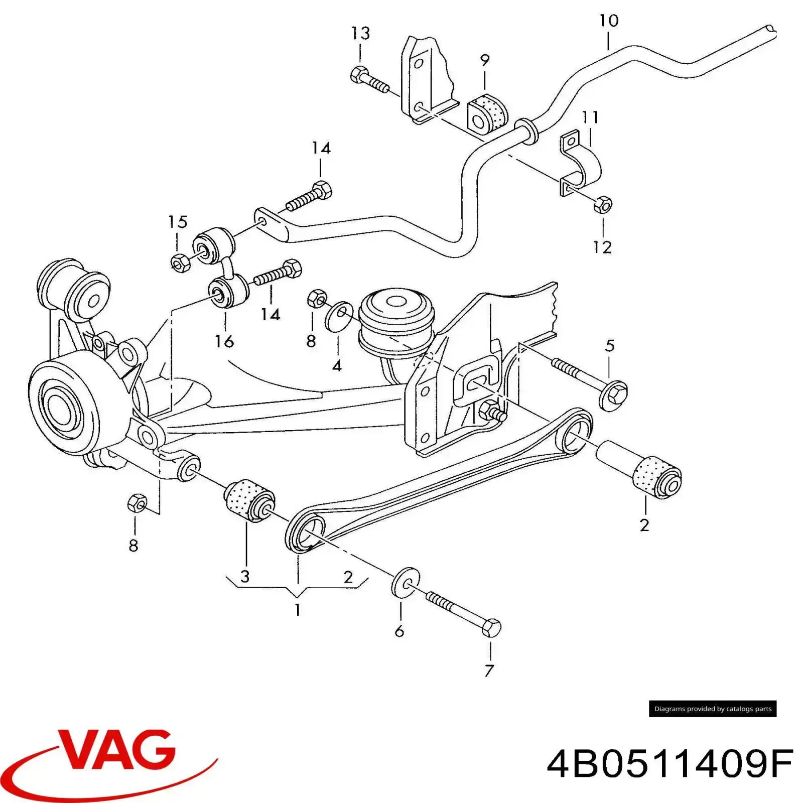 Stabilizator tylny do Audi A6 C5 4B2, 4B4