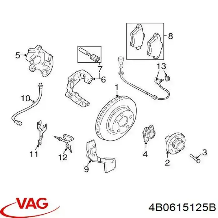 Do koszyka 4B0615125B VAG Jarzmo zacisku hamulcowego przedniego