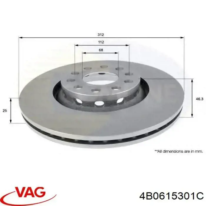 Tarcza hamulcowa przednia 4B0615301C VAG