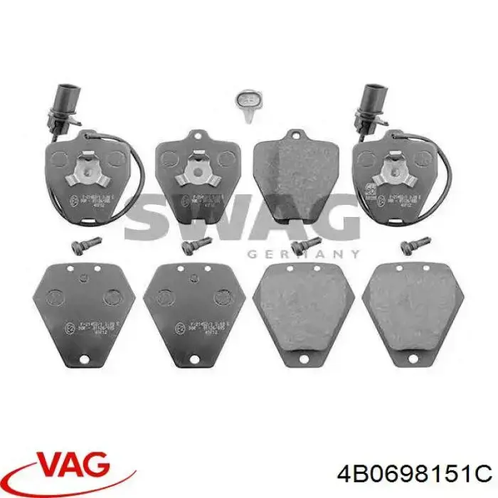 Klocki hamulcowe przednie tarczowe VAG 4B0698151C cena, od 32,35 USD