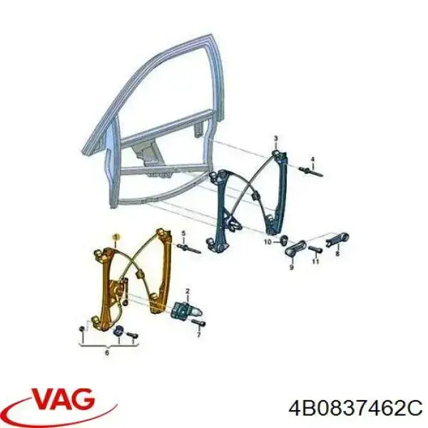 Mechanizm podnoszenia szyby drzwi przednich prawych VAG 4B0837462C cena, od 28,82 USD