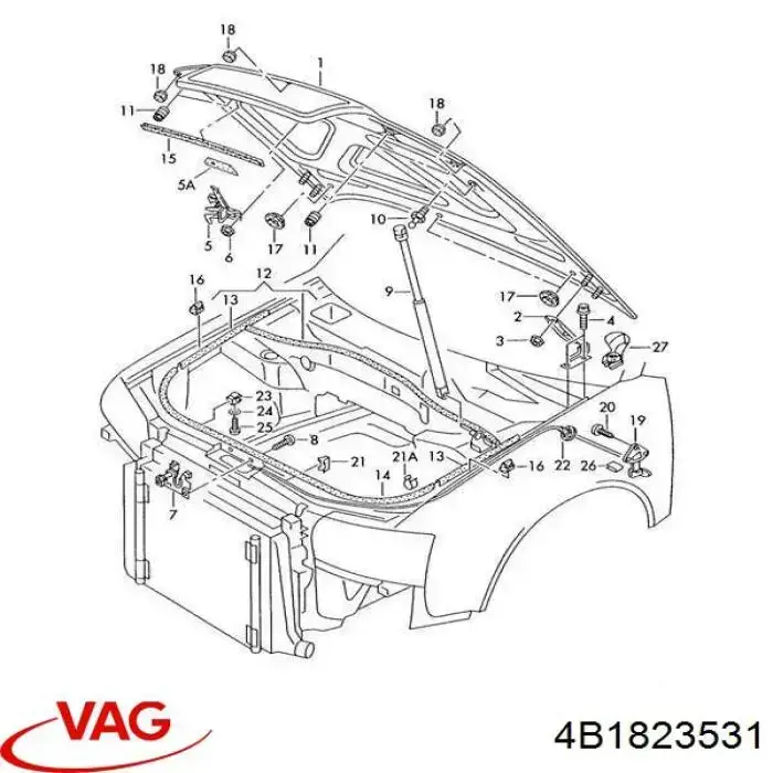 Linka otwierania maski Audi A6 C5 sedana (4B2, 4B4) (1997 - 2005) cena, od 44,49 USD