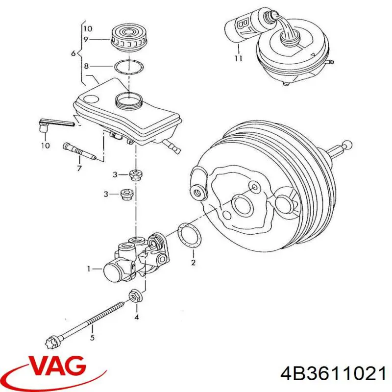 Do koszyka 4B3611021 VAG Główny cylinder hamulców