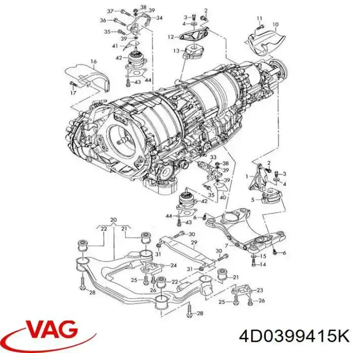 Tuleja (poduszka) przedniej belki  do Audi A8 D3 4E2, 4E8