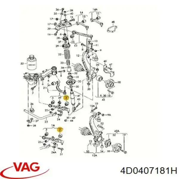 Do koszyka 4D0407181H VAG Silentblock przedniego wahacza dolnego