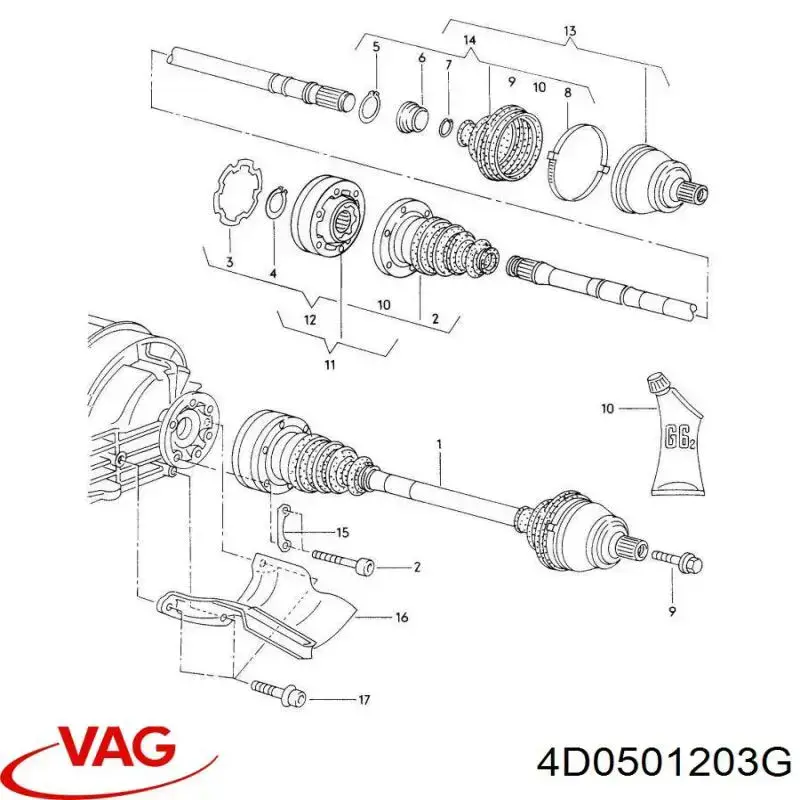 Półoś tylna do Audi A8 D2 4D2, 4D8