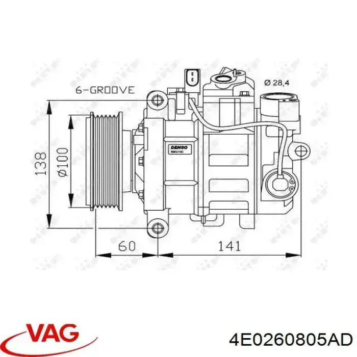 4E0260805AD VAG Sprężarka klimatyzacji