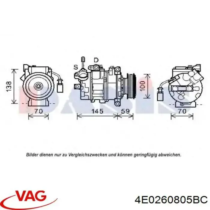 Sprężarka klimatyzacji VAG 4E0260805BC cena, od 309,63 USD