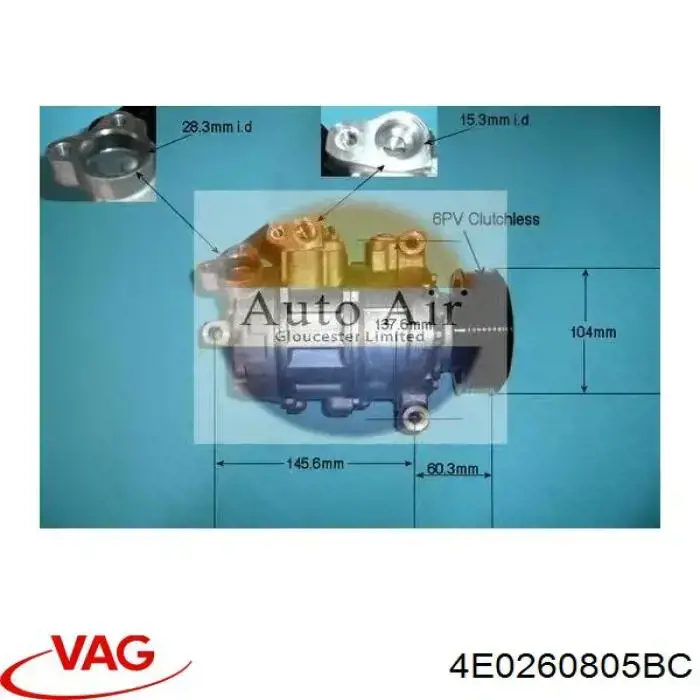 4E0260805BC VAG Sprężarka klimatyzacji