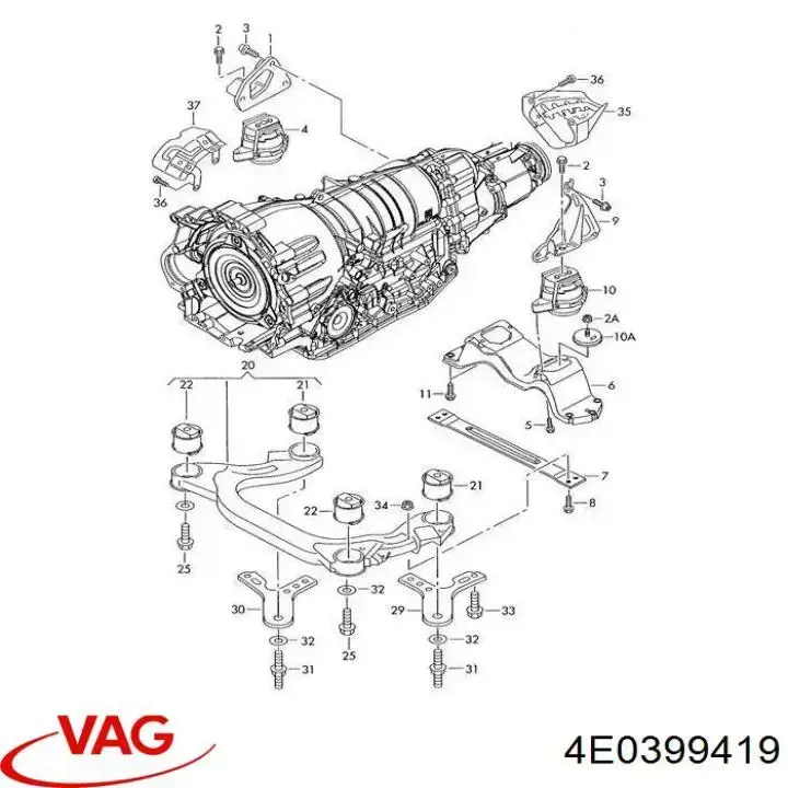 4E0399419 VAG Tuleja (poduszka) przedniej belki