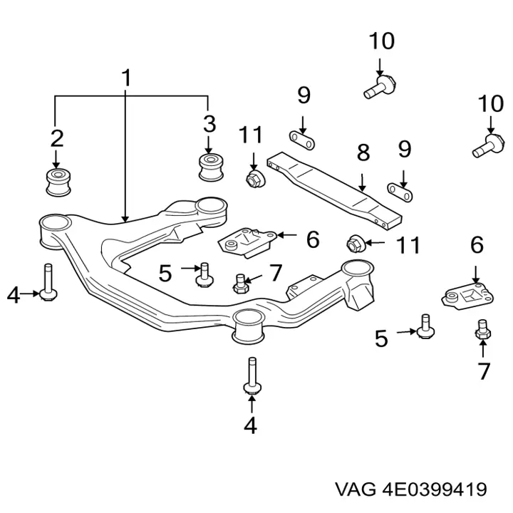 Do koszyka 4E0399419 VAG Tuleja (poduszka) przedniej belki