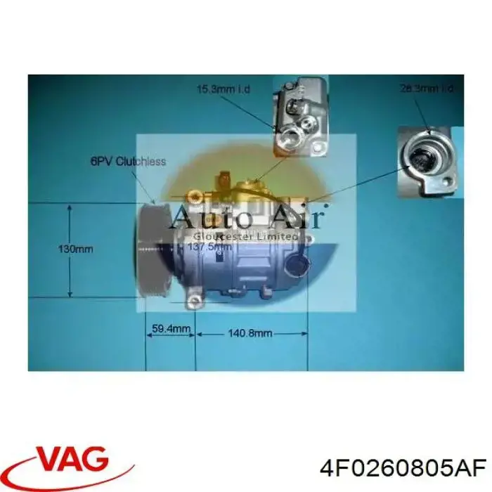 Do koszyka 4F0260805AF VAG Sprężarka klimatyzacji