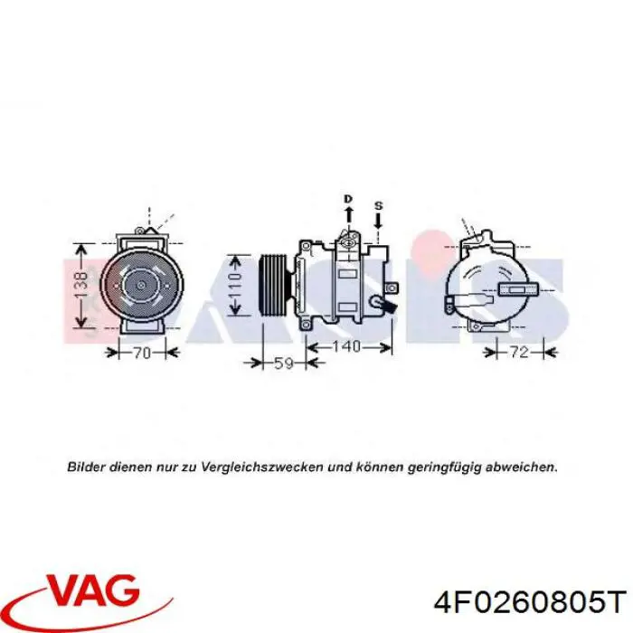 Do koszyka 4F0260805T VAG Sprężarka klimatyzacji